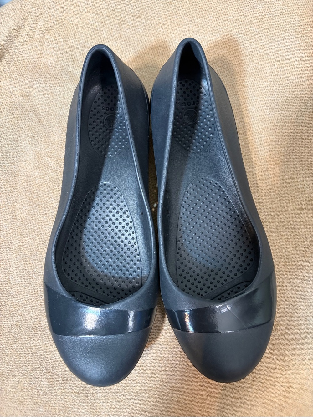 CROCS Women's Black Slip-On Comfort Flats